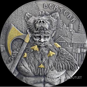 2019 Germania Mint Warriors: Berserk 2 oz Silver BU Antique