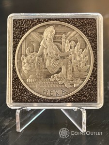 Tuvalu: Bogowie Olimpu - Hera 1 uncja Srebra 2022 Antiqued Coin 