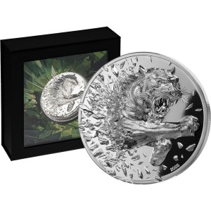 SREBRNY WYBUCH- TYGRYS- 250 GRAM 5000 TOGROG SREBRNA MONETA MONGOLIA 2025