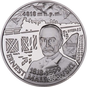 10 zł Ernest Malinowski 1999 – Srebrna moneta NBP Proof (Ag 925) Polscy Podróżnicy i Badacze