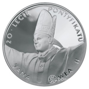 10 zł Jan Paweł II 20-lecie pontyfikatu 1998 – Srebrna moneta NBP Proof (Ag 925)