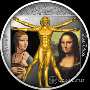 2$ Leonardo Da Vinci – Dama z łasiczką / Mona Lisa – Niue Island 2019