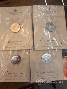 Harry Potter 50p 2022 – zestaw 4 szt. Royal Mint (BU, blister)