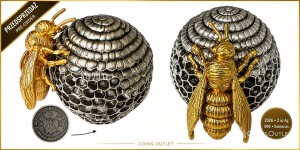 2000 CFA Bee Hive 3D – Pszczoła i Ul | 2 oz Ag 999 | Kamerun 2026 | PREORDER