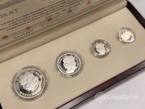 Srebrne repliki monet polskich: 10 zł, 20 zł , 50 zł , 100 zł Bolesław Chrobry 