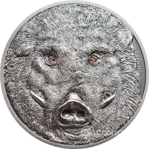 WILD BOAR Sus Scrofa Wildlife Protection 1 Oz Silver Coin 500 Togrog Mongolia 2018